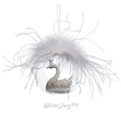 Стеклянный елочный шар с композицией Queenly Swan 8 см (Goodwill)