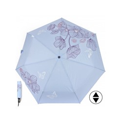 Зонт женский ТриСлона-L 3768 К,  R=58см,  суперавт;  7спиц,  3слож,  полиэстер,  голубой 228126