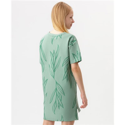 Платье-футболка светло-зеленое с принтом Button Blue