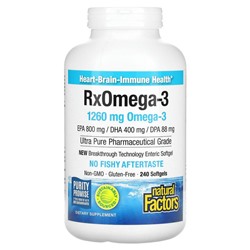 Natural Factors, Natural Factors, Rx Omega-3, рыбий жир, 400 мг ЭПК и 200 мг ДГК, 240 мягких таблеток