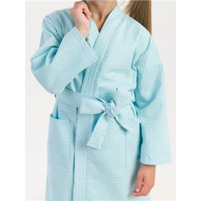 Халат вафельный детский «Кимоно», размер 30, цвет голубой