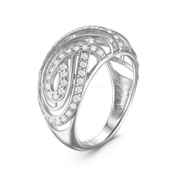 Кольцо женское из серебра с фианитами родированное 925 пробы 1-1529р