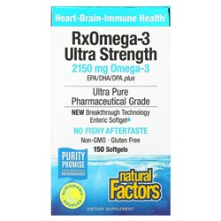 Natural Factors, Ultra Strength RxOmega-3, 900 мг ЭПК/ДГК, 150 мягких таблеток Enteripure