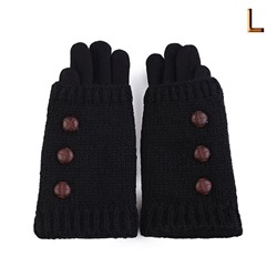 Трикотажные детские двойные перчатки-митенки Черный/L