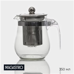 Чайник стеклянный заварочный Magistro «Мехико», 350 мл, с металлическим ситом, пластиковая колба
