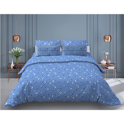 Комплект постельного белья 2-спальный, бязь "Комфорт" (Треугольники, светло-синий)