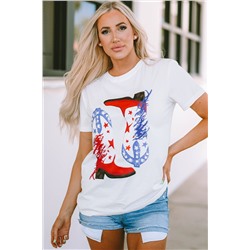 White American Flag Boots Graphic Tee