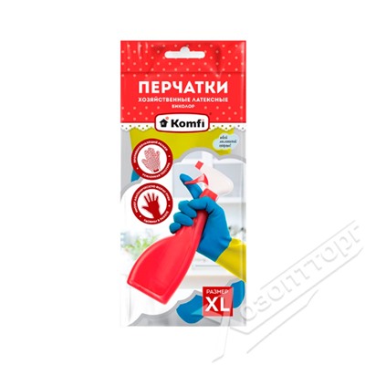 Перчатки хозяйственные латексные  XL BICOLO4