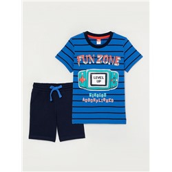 CWKB 90065-42 Комплект для мальчика (футболка, шорты), синий-темно-синий
