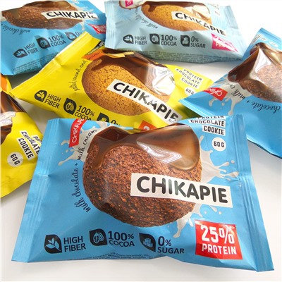 Протеиновое печенье Chikalab в шоколаде без сахара - Ассорти №1