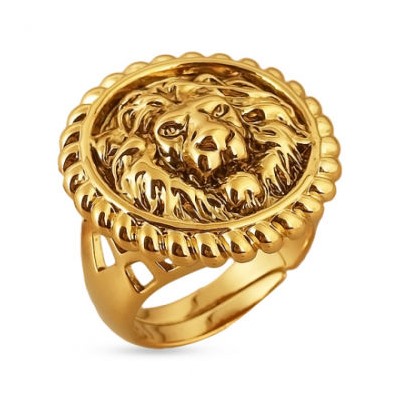 Кольцо огненный лев (покрытие золото с патиной)
