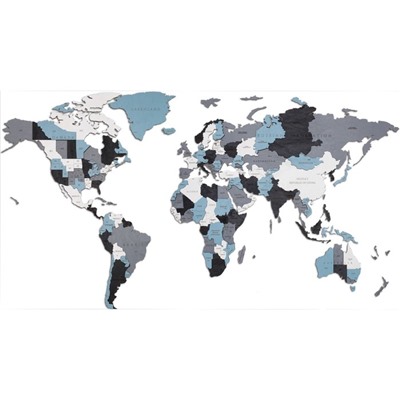 Карта мира деревянная Eco Wood Art Wooden World Map Smoky Dreams, объёмная, трёхуровневая, размер S, 100x55 см, цвет дымчатый
