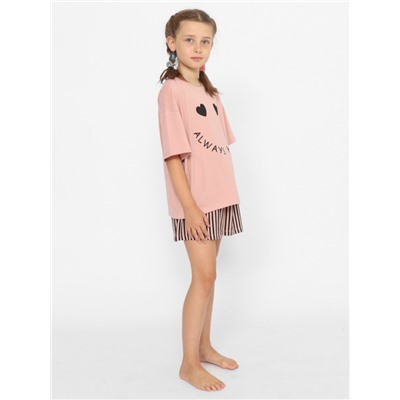 CWJG 50153-31 Комплект для девочки (футболка, шорты),бежевый