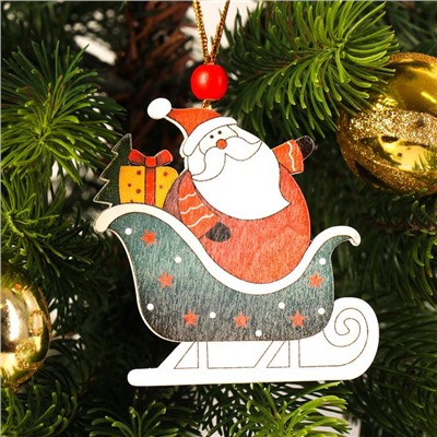 Подвеска новогодняя «Дед Мороз в санках»