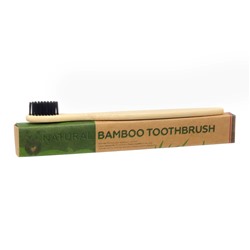 Зубная щетка бамбуковая жесткая в коробке, черная