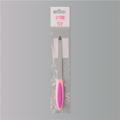 Пилка металлическая для ногтей, прорезиненная ручка, 15 см, цвет МИКС