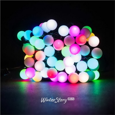 Светодиодная гирлянда Мультишарики 18 мм 100 RGB LED ламп 10 м, черный ПВХ, соединяемая, IP44 (BEAUTY LED)