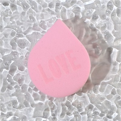 Спонж-капля плоская «LOVE», увеличивается при намокании, цвет розовый