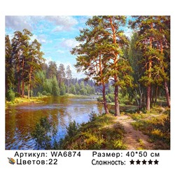 Картина по номерам на подрамнике WA6874, Басов Сергей, озеро в лесу