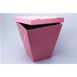Упаковка для букетов и композиций 18х32хh35см с крышкой розовый