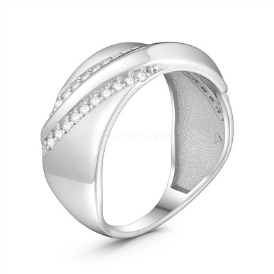 Кольцо из серебра с фианитами родированное 925 пробы к-4106-р