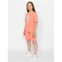 CSJG 90194-28-379 Комплект для девочки (футболка, шорты),коралловый