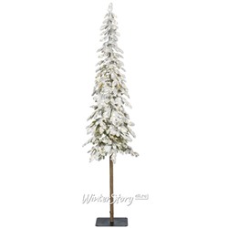 Искусственная елка на ножке с гирляндой Альпийская заснеженная 210 см, 200 теплых белых LED ламп, ЛИТАЯ 100% (Kaemingk)