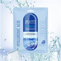 (Китай) Тканевая маска для лица с гиалуроновой кислотой Jigott Hyaluronic Acid Real Ampoule Mask (упаковка 10шт)