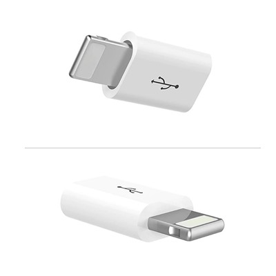 Переходник с Android на Apple - MicroUSB/Lightning адаптер для iPhone и iPad пластиковый для передачи данных и зарядки аккумулятора