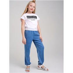 12321373 Брюки текстильные джинсовые для девочек