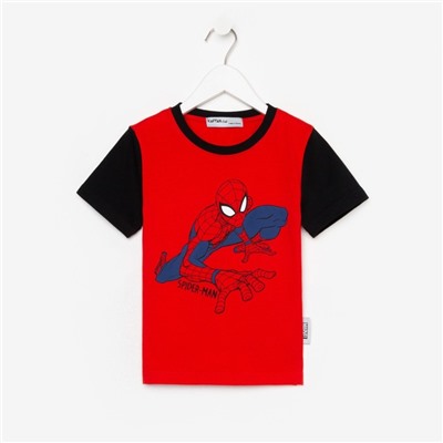 Футболка детская MARVEL «Человек паук», рост 110-116 (32), цвет красный/чёрный