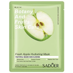 Освежающая тканевая маска для лица с экстрактом яблока SADOER Fresh Apple Hydrating Mask, 25 гр
