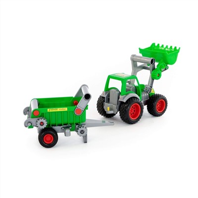 320883 Wader "Фермер-техник", трактор-погрузчик с полуприцепом (в коробке)