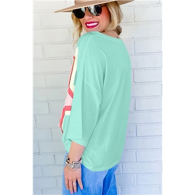 Moonlight Jade Colorblock Star Patch Plus Size Tunic