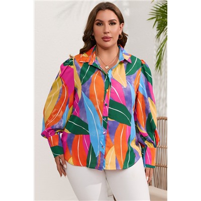 Multicolor Flora Print Plus Size Shirt