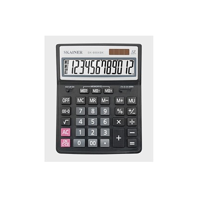 Калькулятор Skainer SK-888XBK боль. наст. кальк. (пл., 12 разрд., 2 пит., 2 пам., чер. 155 x 204 x 3
