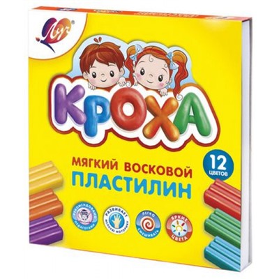 Пластилин восковой 12цв 180гр. "Кроха" 23с1484-08 Луч