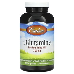 Carlson, L-Glutamine, 750 mg, 300 Capsules