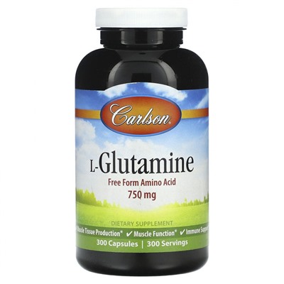 Carlson, L-Glutamine, 750 mg, 300 Capsules