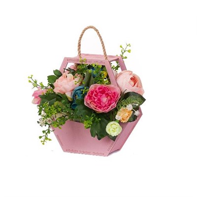 Декоративный ящик для цветов "Шестигранный фонарь Маленький", Розовый 200х195х75 мм