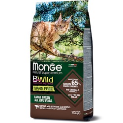 Monge Cat BWild Grain Free беззерновой корм из мяса буйвола для крупных кошек всех возрастов