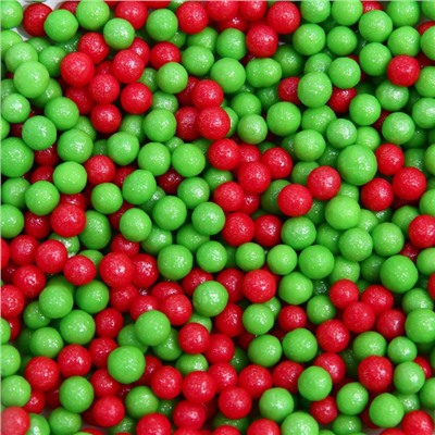 Посыпка кондитерская "Новый год" Бисер цветной (Зеленый,красный) крупный, 20 г