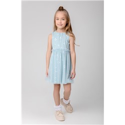 Платье  для девочки  КР 5734/голубой,ромашковое поле к367