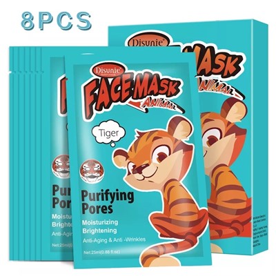 DISUNIE  Маска - муляж для лица Animal TIGER Purifying Pores Сужающая поры, против старения ТИГР  25мл  (DE-8065)