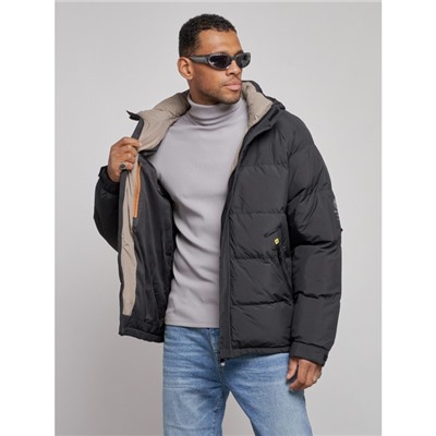 Куртка спортивная болоньевая мужская зимняя, размер 48, цвет чёрный