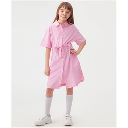 Платье-рубашка в мелкую полоску розовое Button Blue