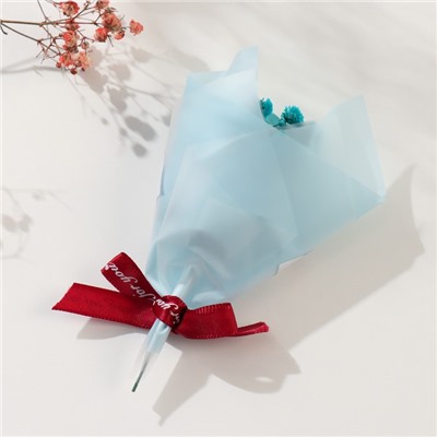 Мини-букет из мыльных лепестков "Голубая роза с сухоцветами" 10х7 см