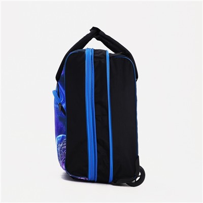 Чемодан малый с сумкой, 20", на молнии, с расширением, цвет синий