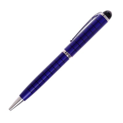 УЦЕНКА Ручка подарочная шариковая в пластик футляр поворот "Шотландка", корпус синий с серебром