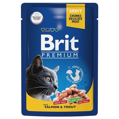 Brit Premium пауч лосось и форель в соусе 85гр